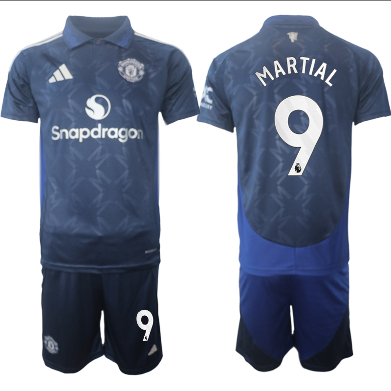 Men 2024-2025 Club Manchester United away blue #9 Soccer Jerseys